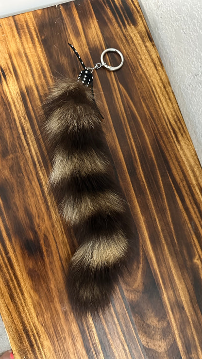Faux Fur Soft Raccoon Tail Charm Key Chain