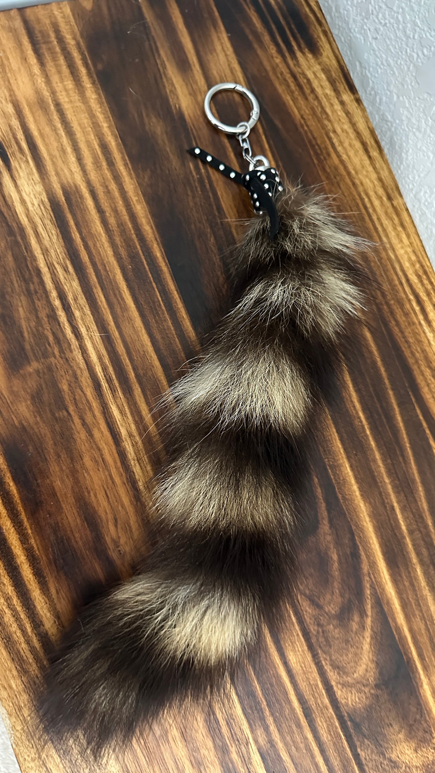 Faux Fur Soft Raccoon Tail Charm Key Chain
