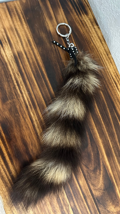 Faux Fur Soft Raccoon Tail Charm Key Chain