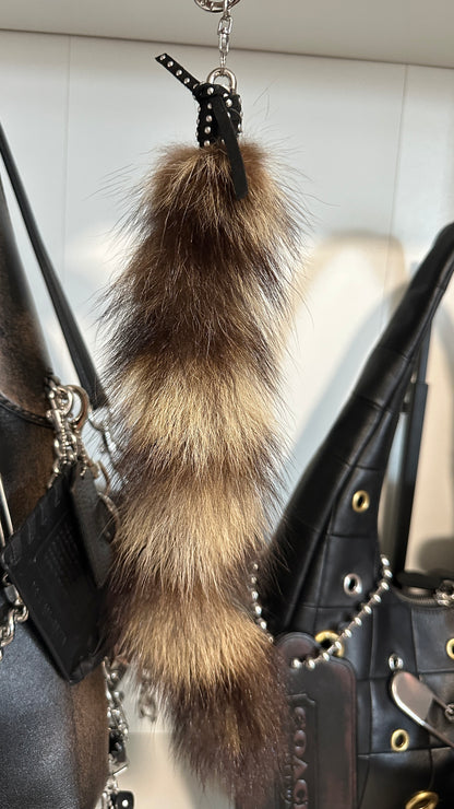 Faux Fur Soft Raccoon Tail Charm Key Chain