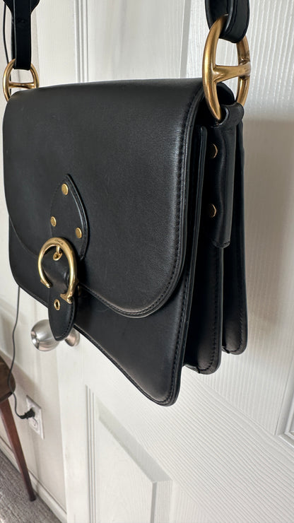 Coach Beat Saddle Bag – Black Smooth Leather Brass Hardware