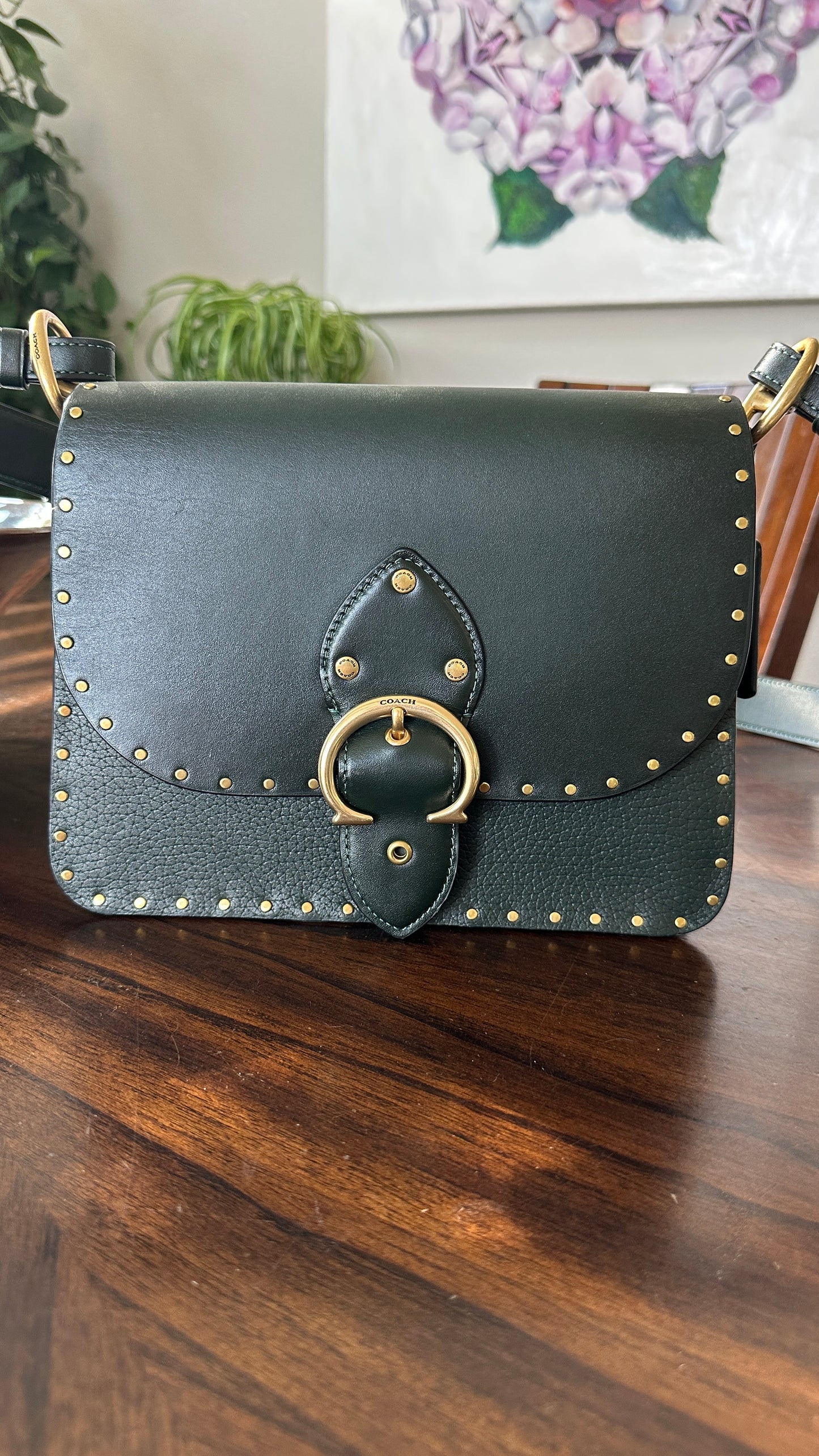 Coach Beat Saddle Bag – Amazon Green Leather with Brass Rivets