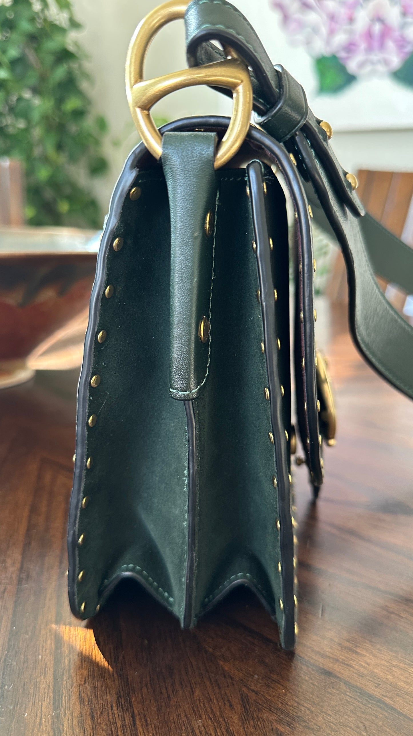 Coach Beat Saddle Bag – Amazon Green Leather with Brass Rivets