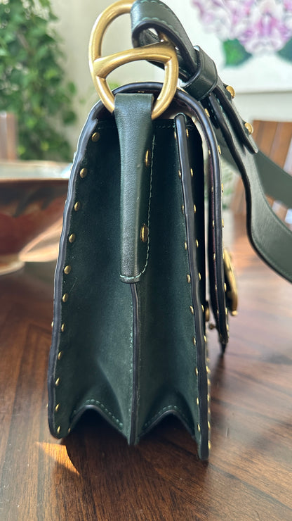 Coach Beat Saddle Bag – Amazon Green Leather with Brass Rivets
