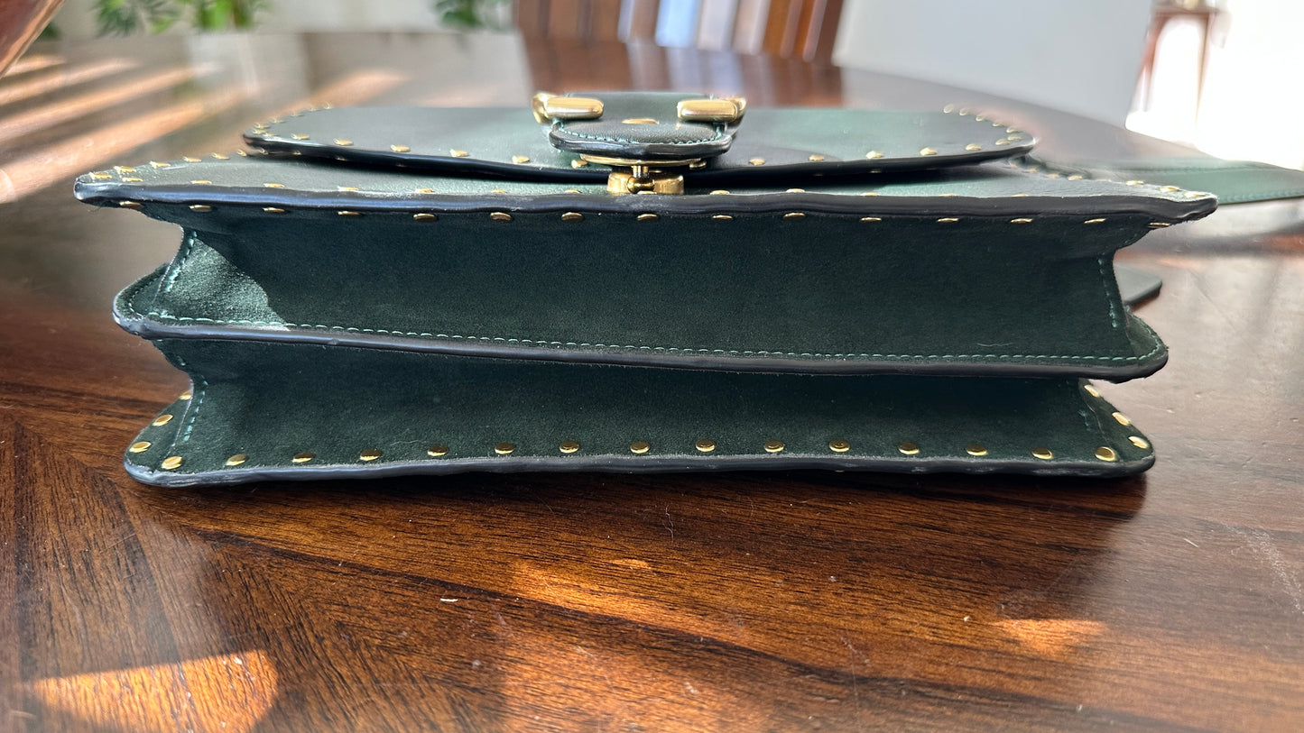 Coach Beat Saddle Bag – Amazon Green Leather with Brass Rivets