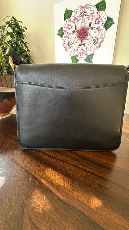 Coach Beat Saddle Bag – Black Smooth Leather Brass Hardware