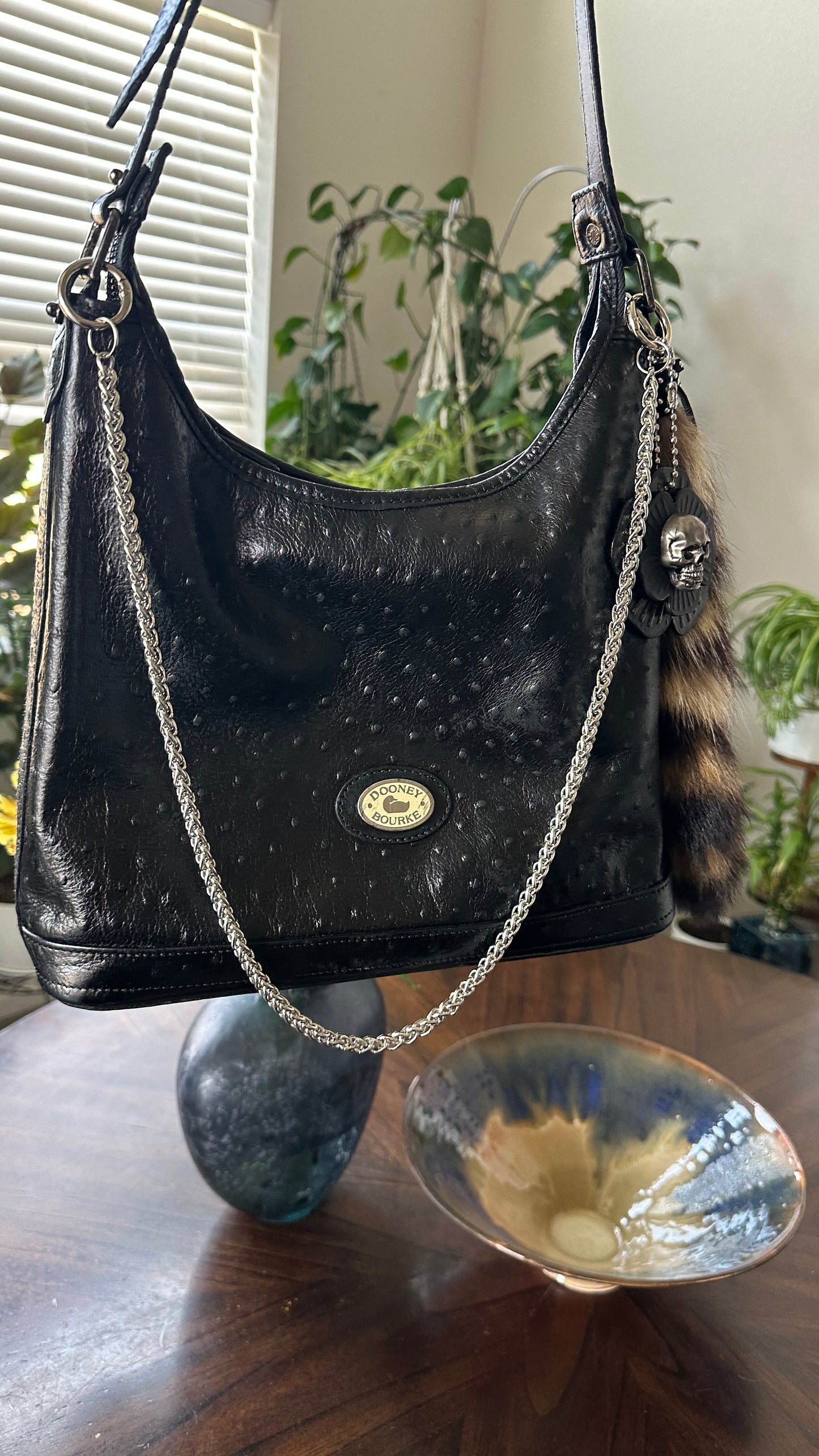 Dooney & Bourke Ostrich Leather Hobo Shoulder Bag – Upcrafted