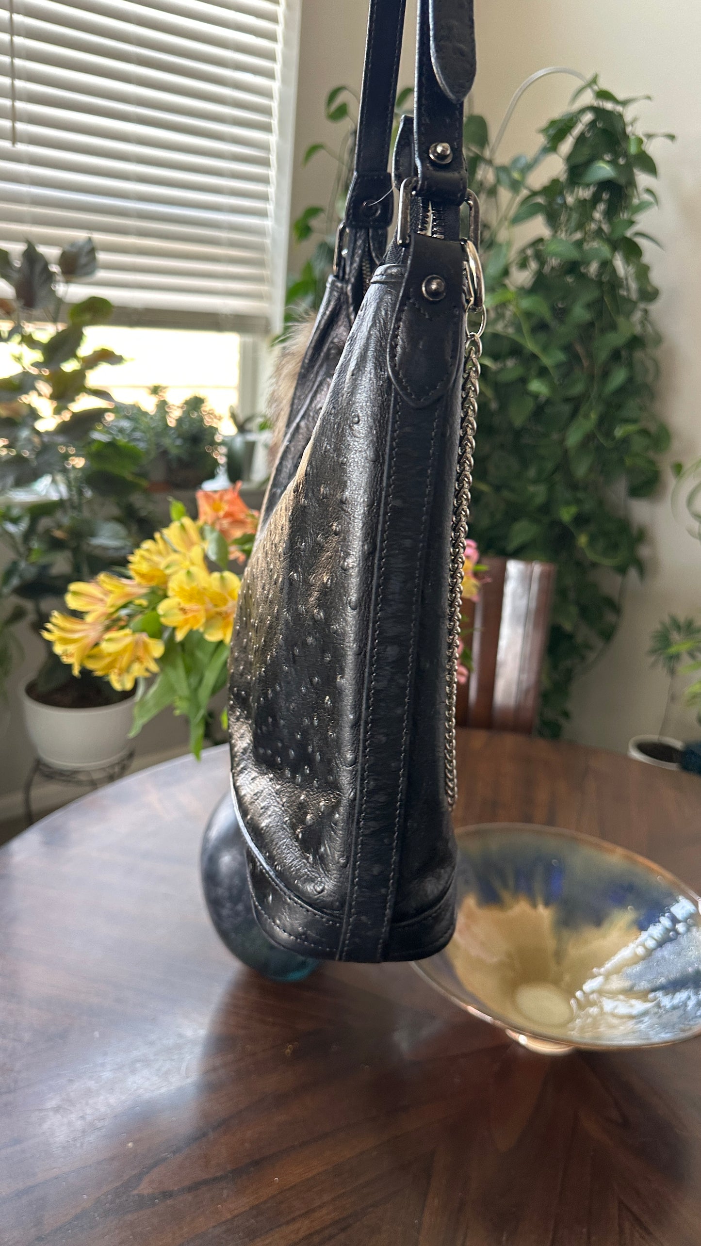 Dooney & Bourke Ostrich Leather Hobo Shoulder Bag – Upcrafted