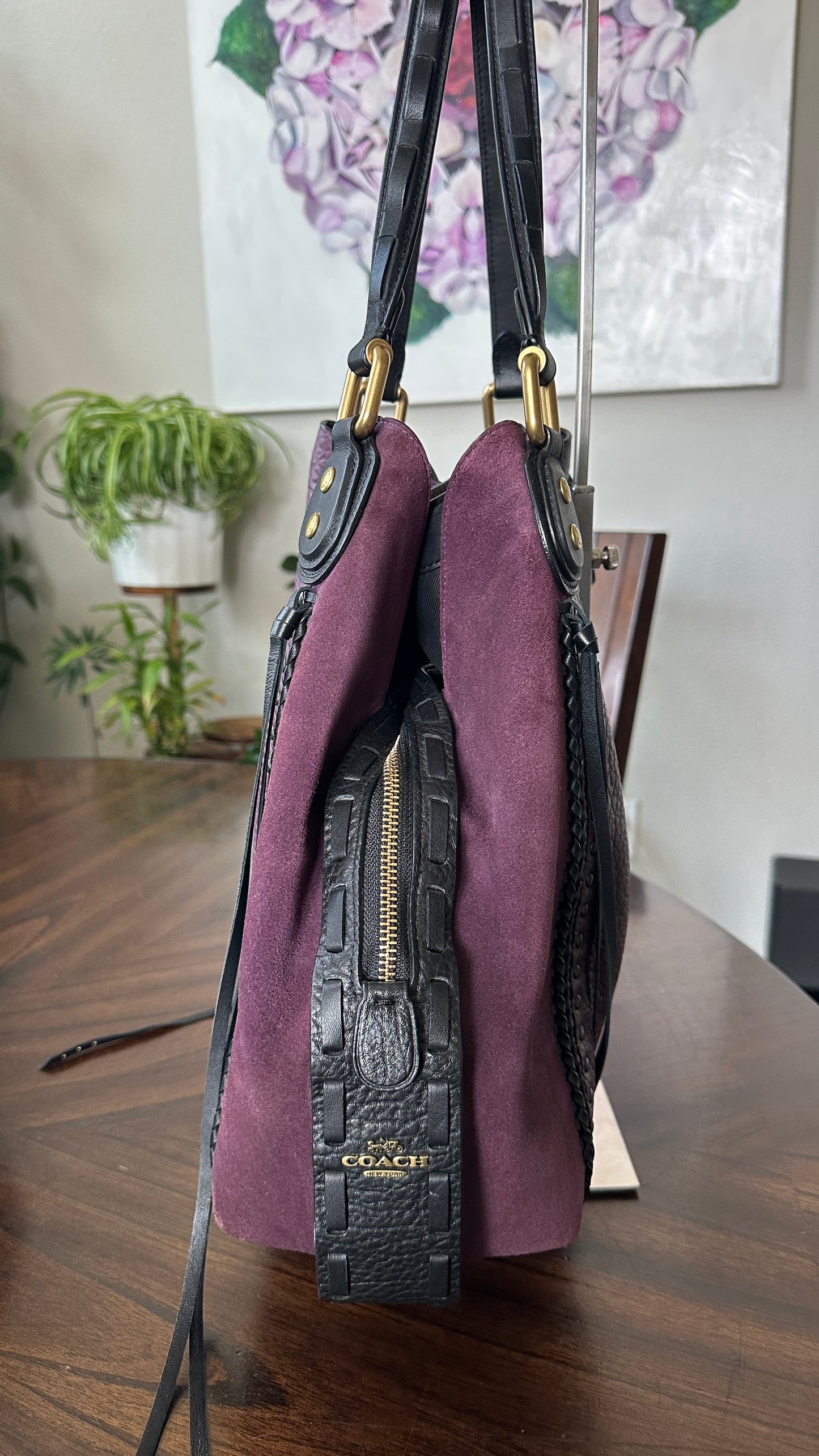 Coach Plum Edie 42 with Rivets- Pre-Loved
