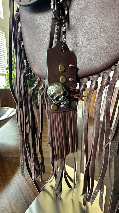 Coach Leather Brown Pyramid Rivets Fringe handbag- Upcrafted