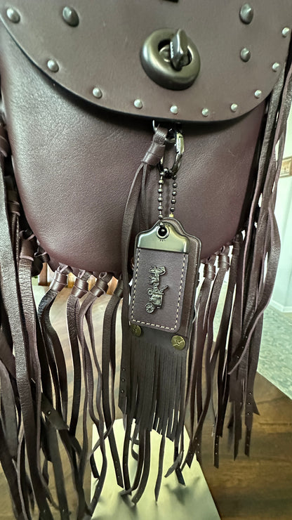 Coach Leather Brown Pyramid Rivets Fringe handbag- Upcrafted