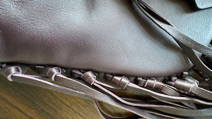 Coach Leather Brown Pyramid Rivets Fringe handbag- Upcrafted