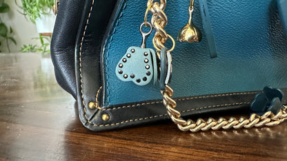 Upcrafted Coach Kisslock Dreamer Bag – Hand Painted Teal Blue Colorblock with Repurposed Coach Details