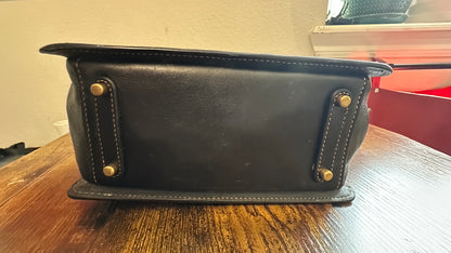 Upcrafted Coach Kisslock Dreamer Bag – Hand Painted Teal Blue Colorblock with Repurposed Coach Details