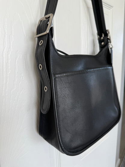 Coach 2007 Reissue Legacy Zip Black Leather Bag Style 9966 Nickel Silver Hardware- Pre-loved