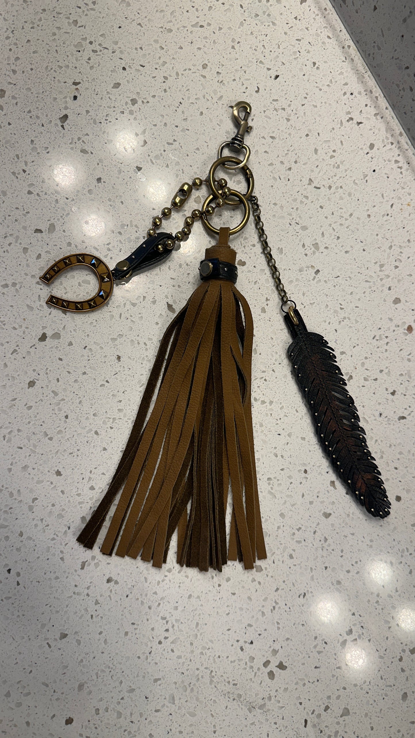 Upcrafted Brown Leather Tassel Charm Cluster