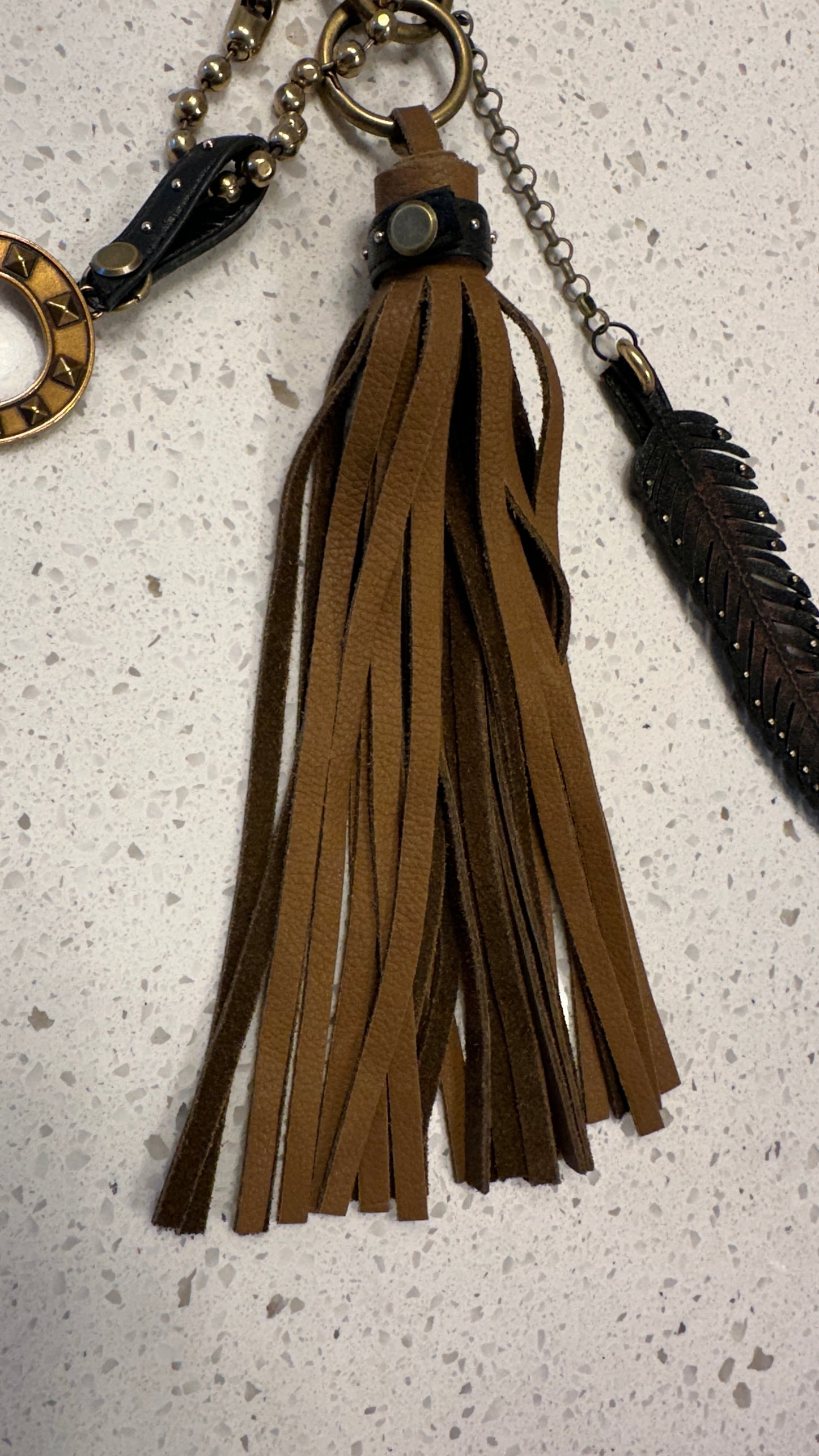 Upcrafted Brown Leather Tassel Charm Cluster