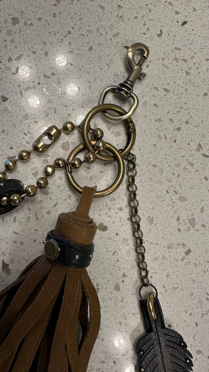 Upcrafted Brown Leather Tassel Charm Cluster