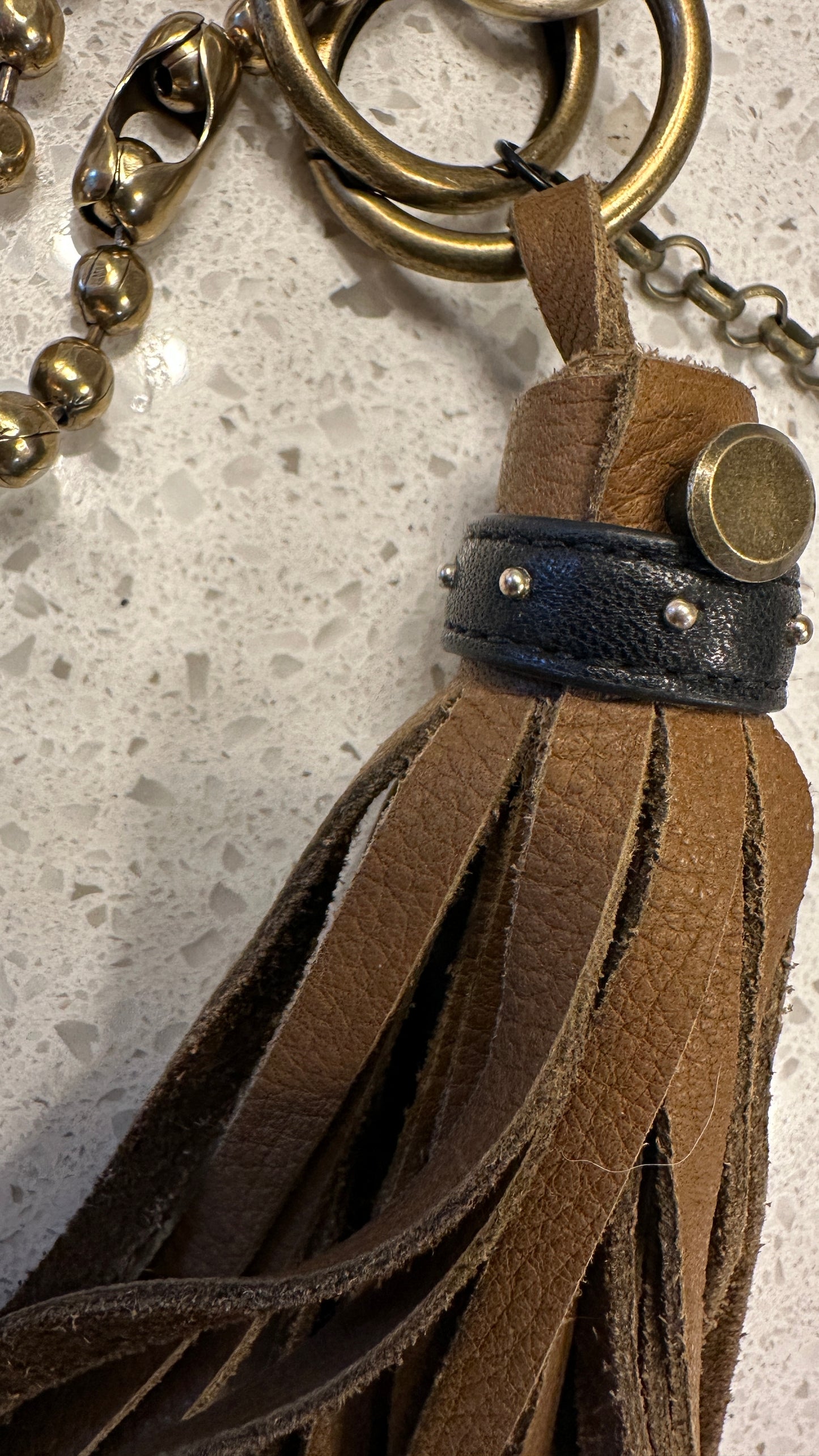 Upcrafted Brown Leather Tassel Charm Cluster
