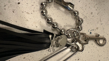 Silver Tone XL Safety Pin & Tassel Bag Charm Cluster- Repurposed Collection