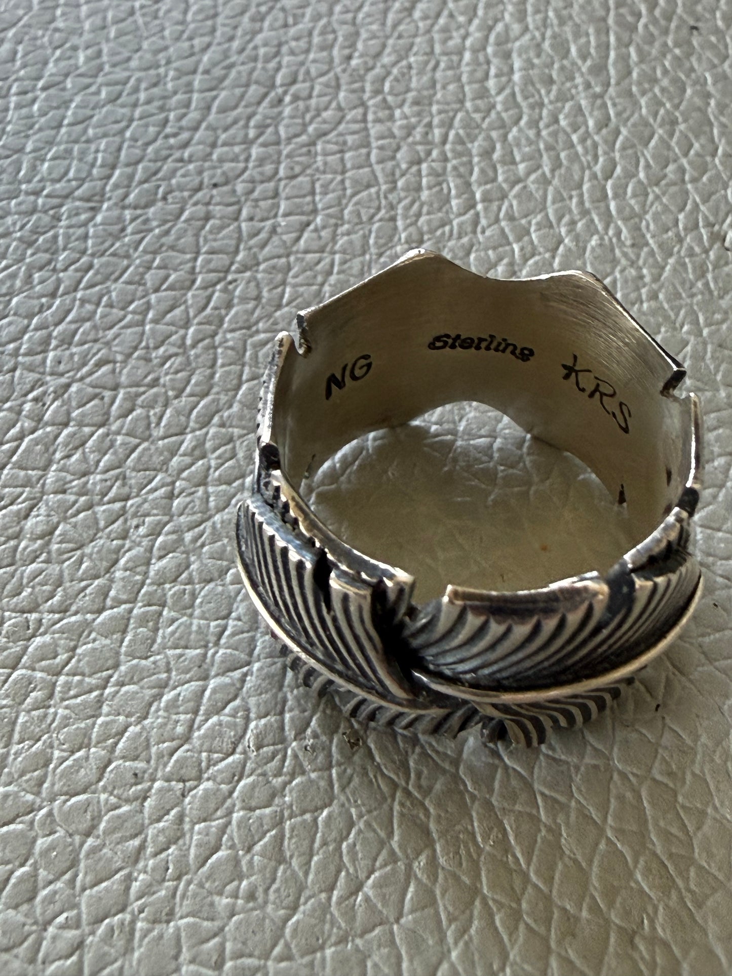 Sterling Silver Signed Feather Ring Size 7 Beautifully Crafted Pre-loved EUC