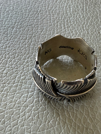 Sterling Silver Signed Feather Ring Size 7 Beautifully Crafted Pre-loved EUC
