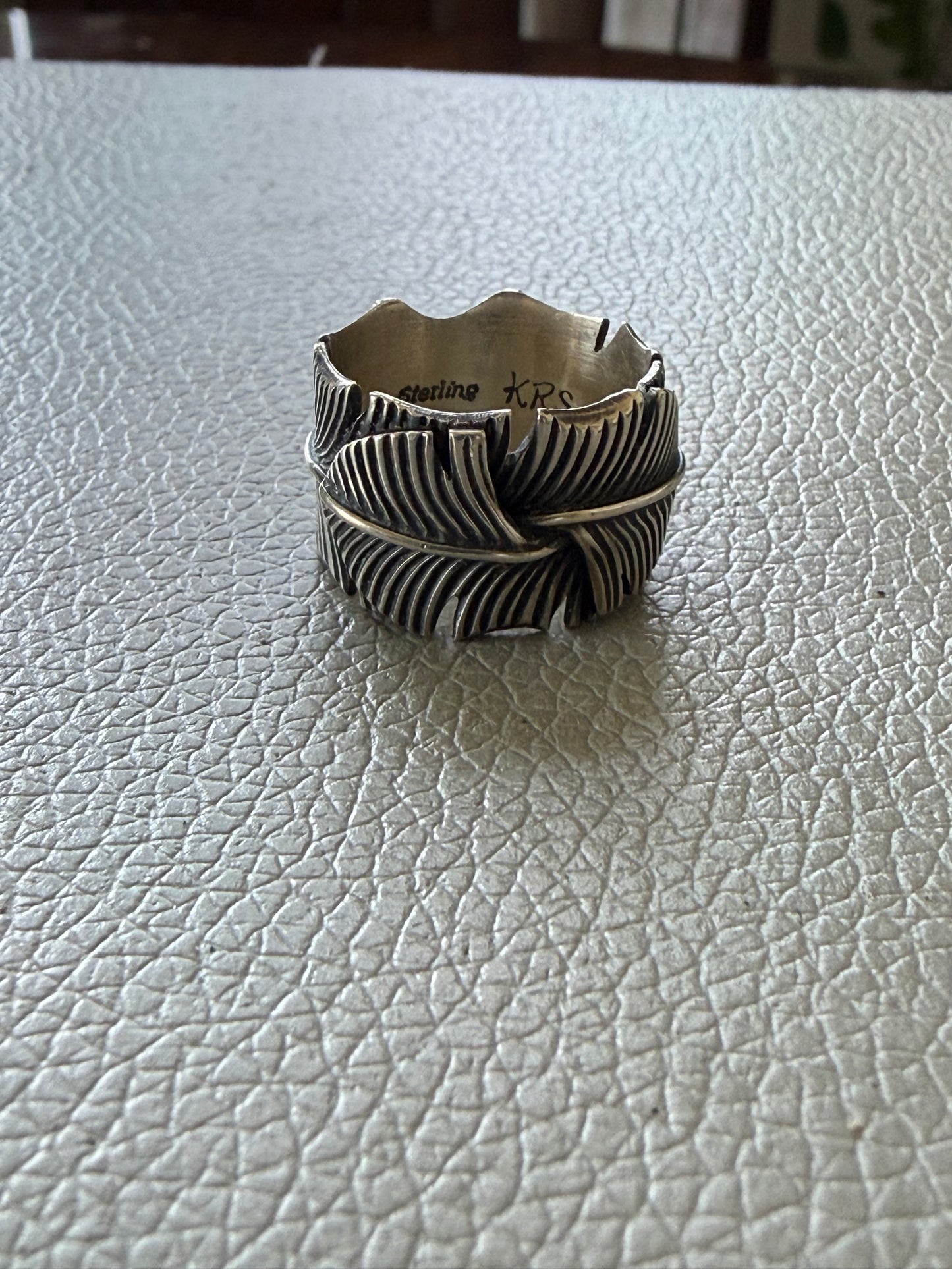 Sterling Silver Signed Feather Ring Size 7 Beautifully Crafted Pre-loved EUC