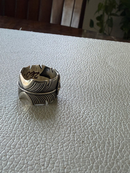 Sterling Silver Signed Feather Ring Size 7 Beautifully Crafted Pre-loved EUC
