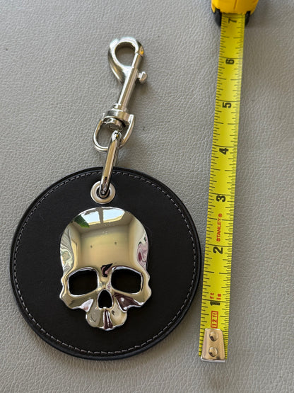 Repurposed Coach Leather Coaster Skull Bag Charm
