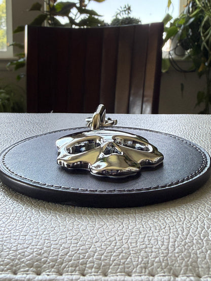 Repurposed Coach Leather Coaster Skull Bag Charm