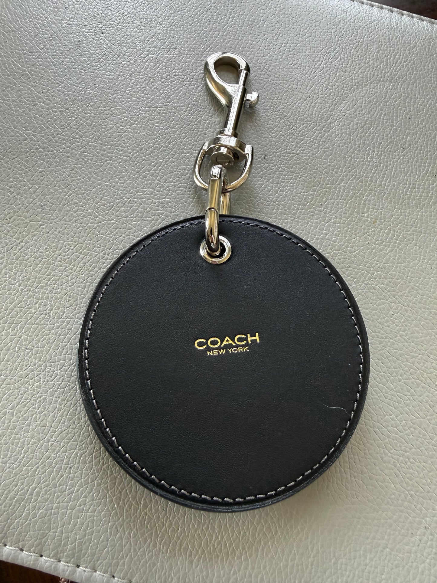 Repurposed Coach Leather Coaster Skull Bag Charm
