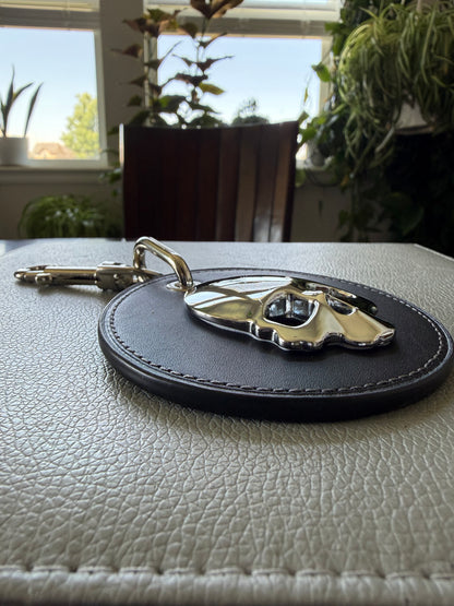 Repurposed Coach Leather Coaster Skull Bag Charm
