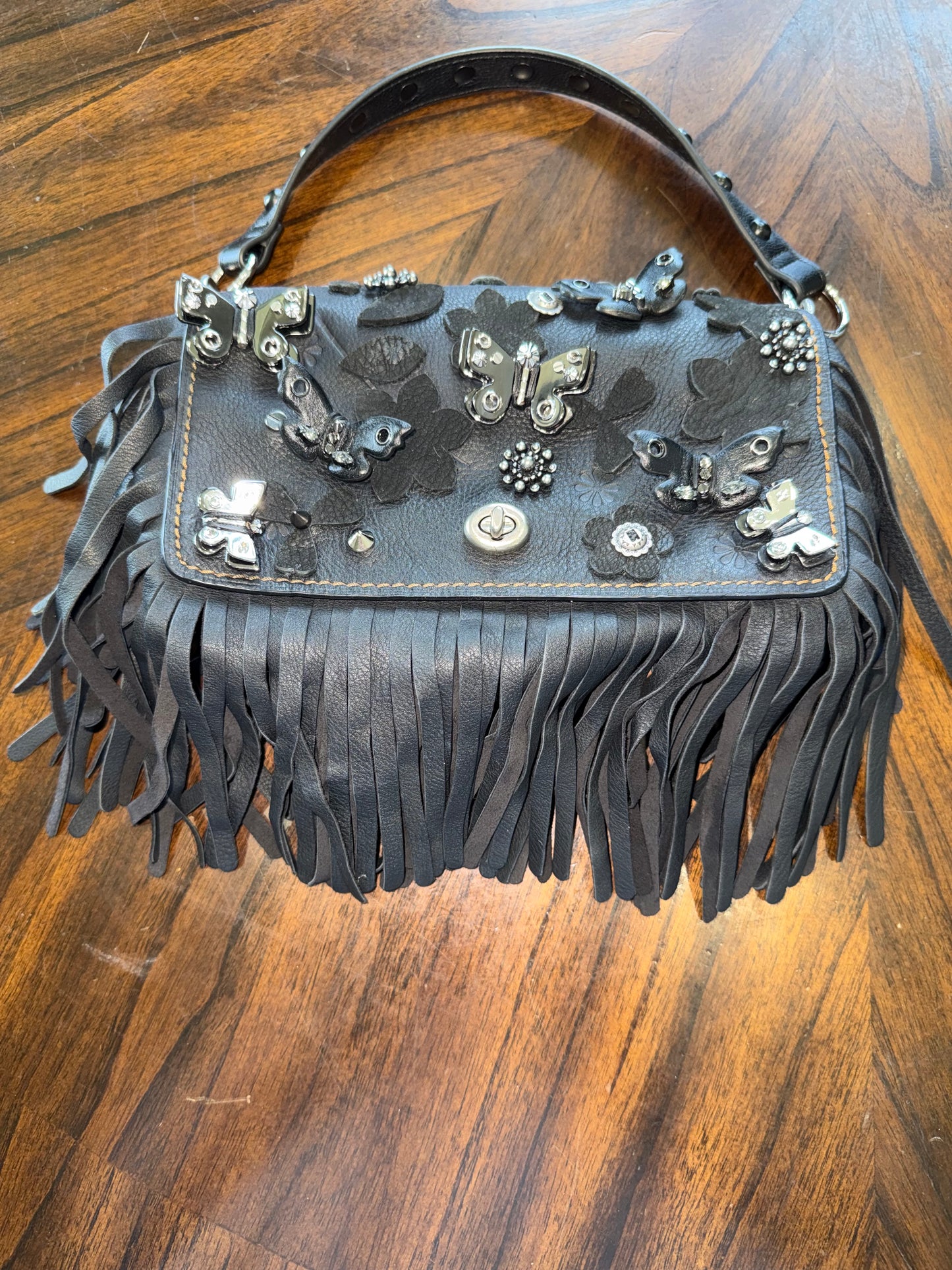 Upcrafted Coach Dinky with Fringe & Charms from a Coach Butterfly Necklace