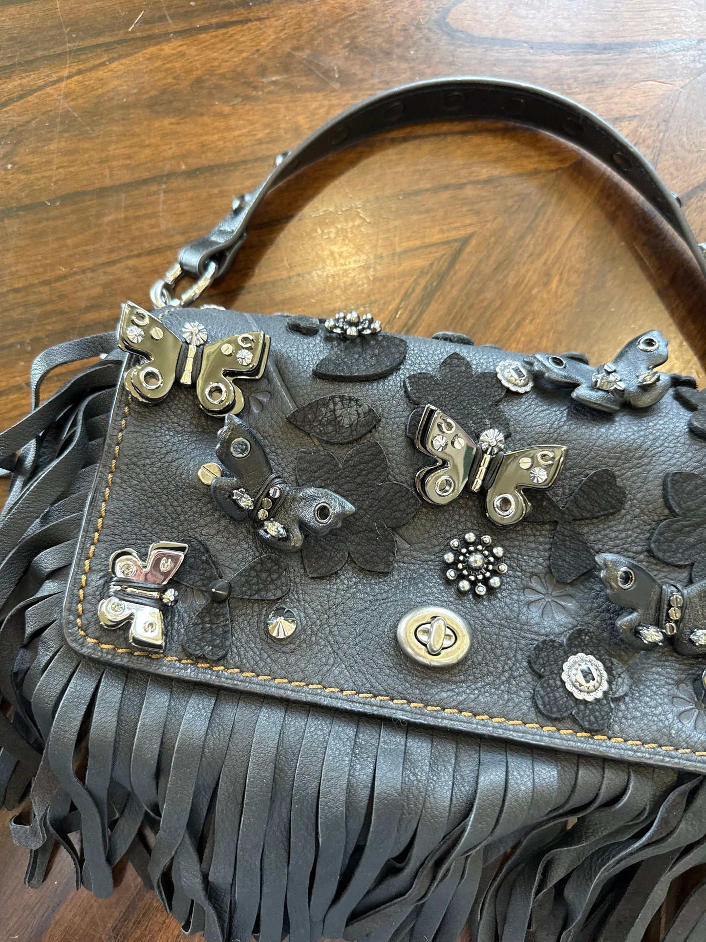 Upcrafted Coach Dinky with Fringe & Charms from a Coach Butterfly Necklace