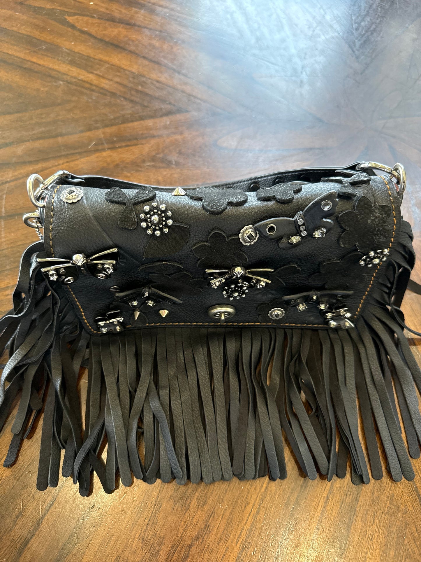 Upcrafted Coach Dinky with Fringe & Charms from a Coach Butterfly Necklace