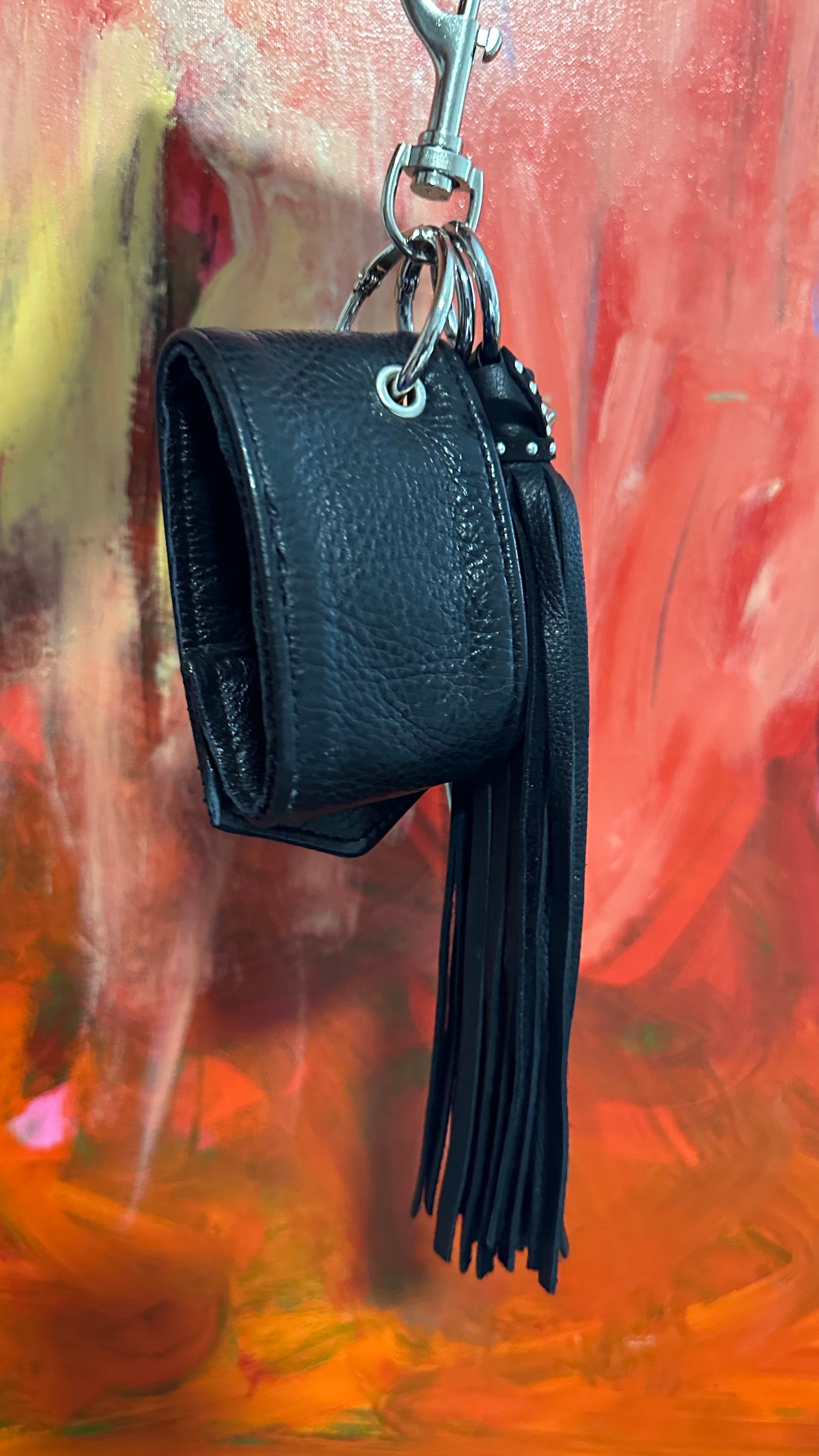 Moto-Inspired Bag Charm Cluster with Repurposed Cuff from a Coach Jacket