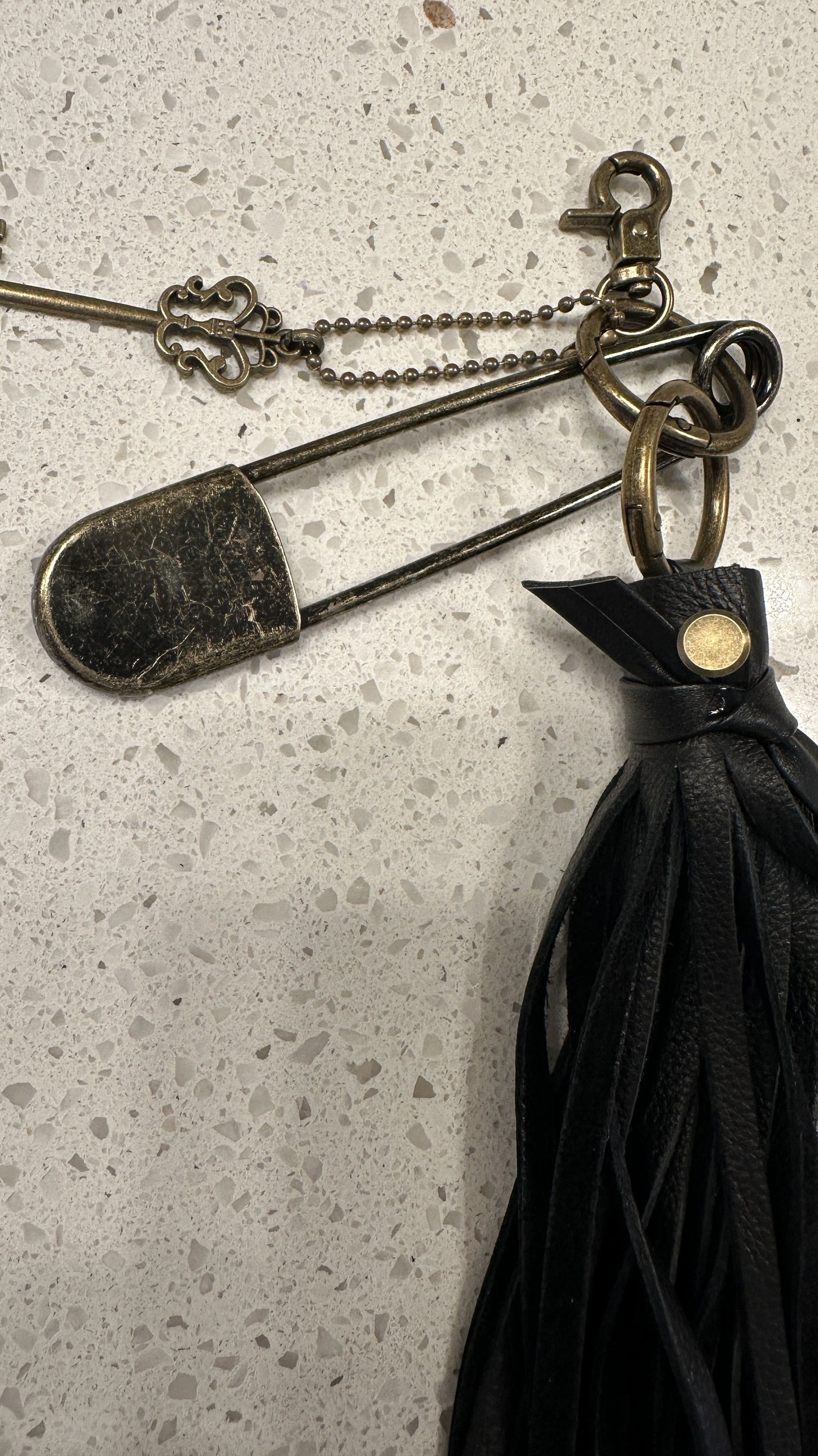 Antique Brass Key Bag Charm Cluster