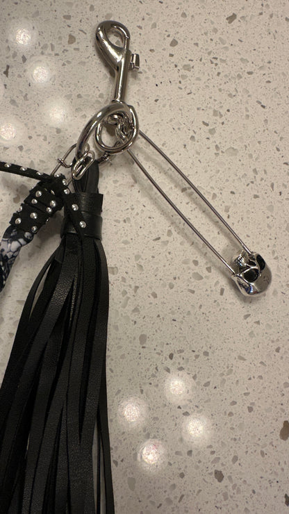 Black & White Skull Bag Charm Cluster – Silver Tone Hardware