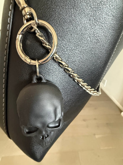Silver Tone Bag Chain with Skull and Moth Charms - One-of-a-Kind Bag Charm