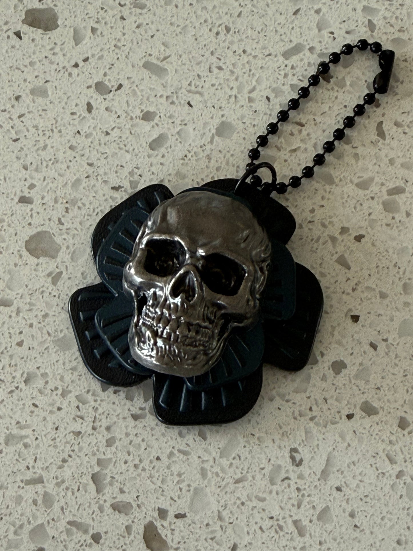 Repurposed Medium & Small Coach Tea Roses with Metal Skull Rivet Bag Charm