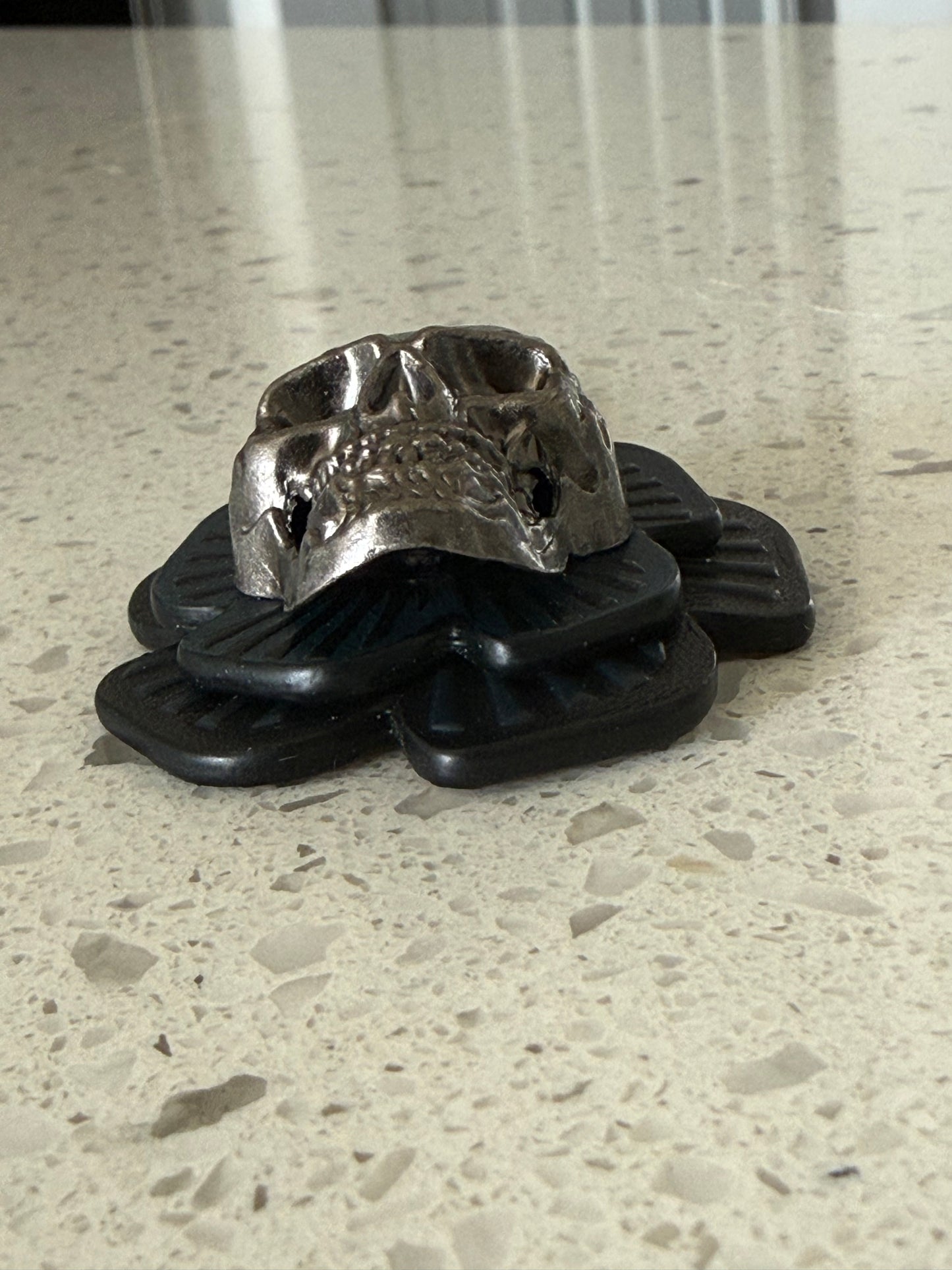 Repurposed Medium & Small Coach Tea Roses with Metal Skull Rivet Bag Charm