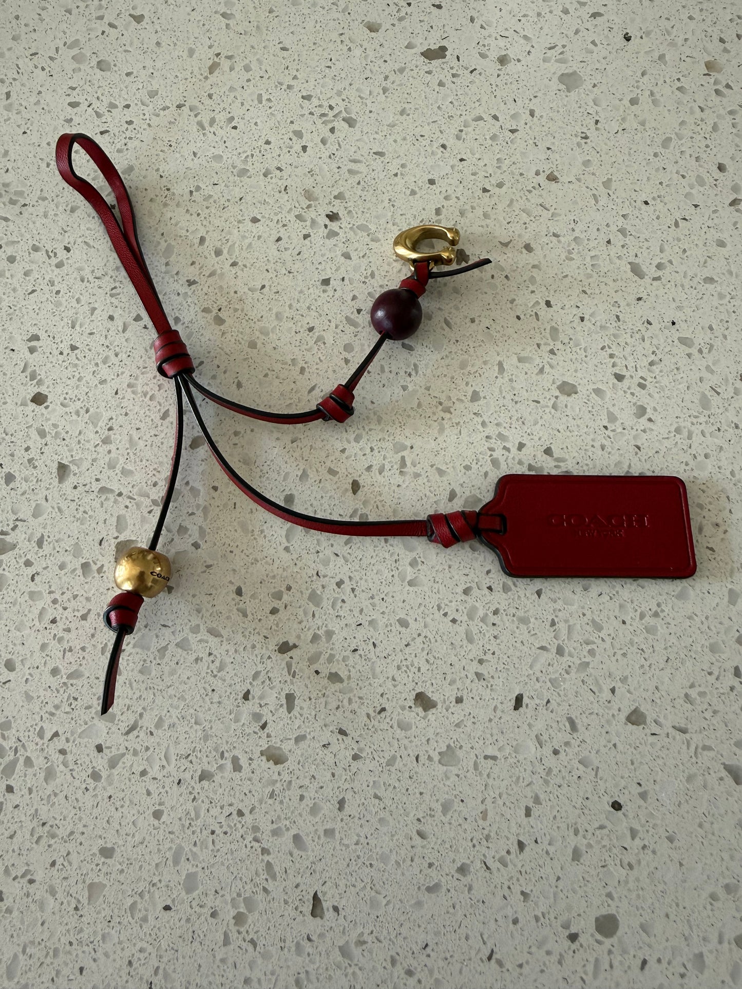 Coach Bag Charm – Red Glovetanned Leather & Gold-Tone Hardware