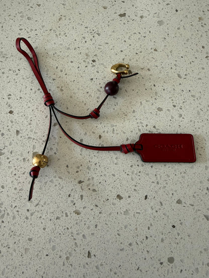 Coach Bag Charm – Red Glovetanned Leather & Gold-Tone Hardware
