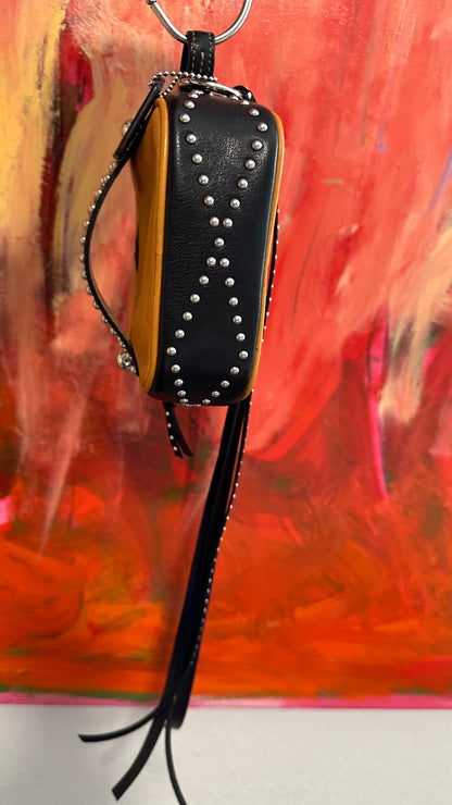 Upcrafted Coach Leather Clutch Pouch | Black Rose Details | Silver Tone Hardware