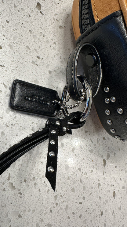 Upcrafted Coach Leather Clutch Pouch | Black Rose Details | Silver Tone Hardware