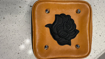 Upcrafted Coach Leather Clutch Pouch | Black Rose Details | Silver Tone Hardware