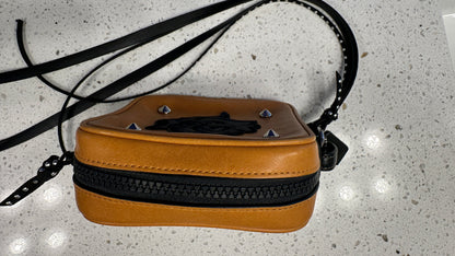 Upcrafted Coach Leather Clutch Pouch | Black Rose Details | Silver Tone Hardware