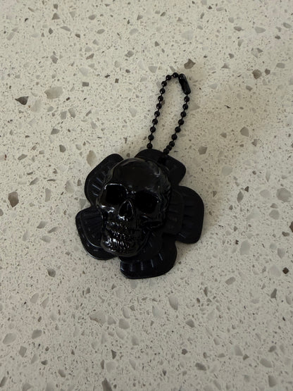 Repurposed Coach Leather Tea Rose & Skull Bag Charm