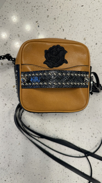 Upcrafted Coach Leather Clutch Pouch | Black Rose Details | Silver Tone Hardware