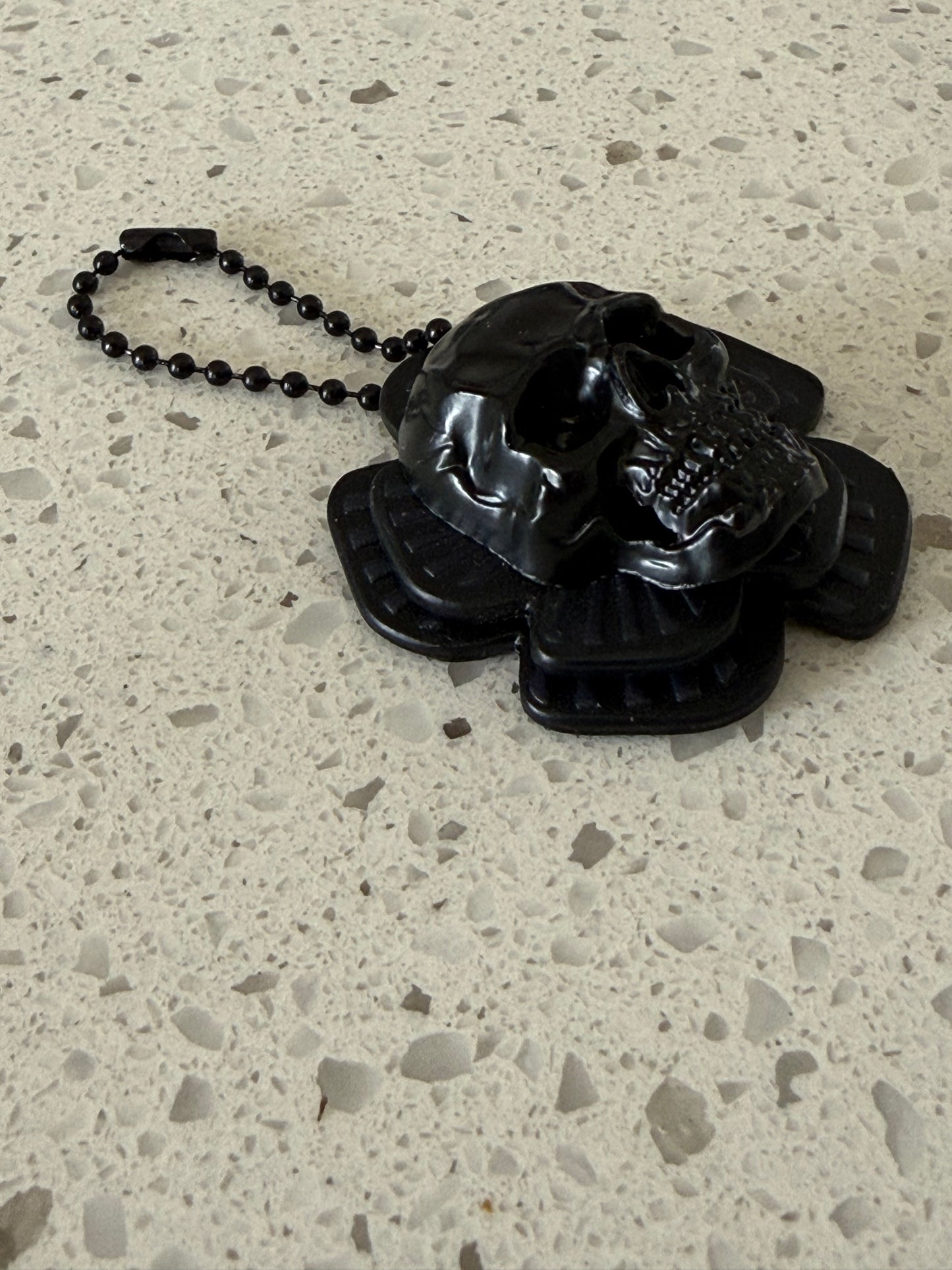 Repurposed Coach Leather Tea Rose & Skull Bag Charm